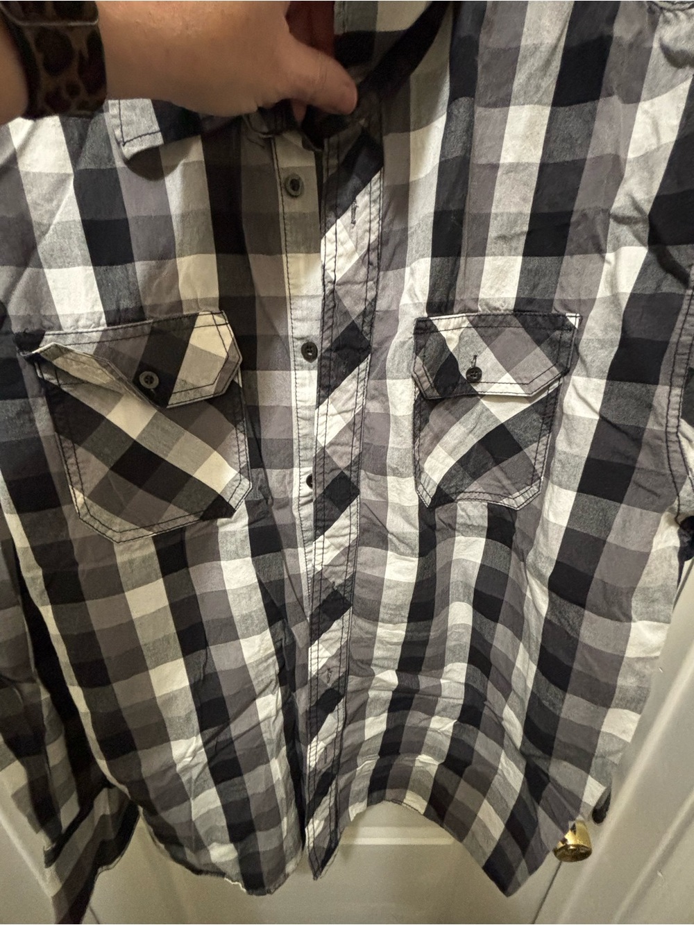 Eighty Eight Black and White Plaid Button Shirt